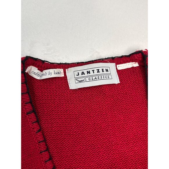 VTG JANTZEN Christmas Sweater Vest Women’s Red Holiday Snowman Tree Embroidered - Picture 7 of 7